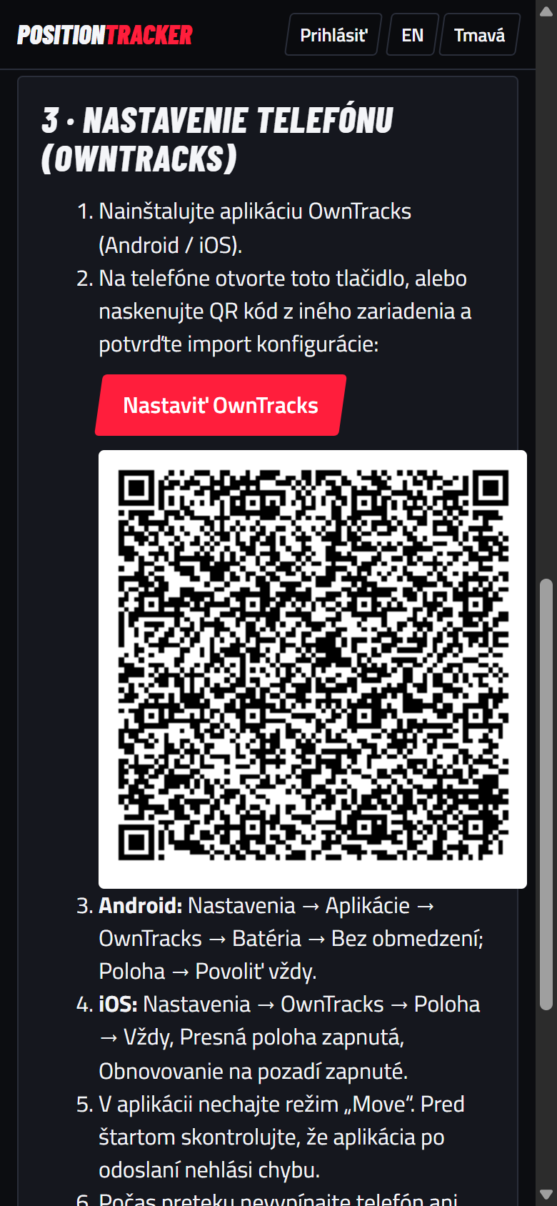 Phone setup with a QR code